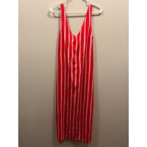 Size 4 ASOS pink and red dress with unique black strap detail.